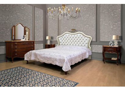 Ensemble complet de 4 pour la conception de chambre à coucher moderne Lit Luxueux 2x Table de chevet Commode