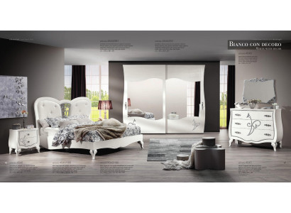 Chambre Lit Table de chevet Armoire Commode Miroir nouvel ensemble de luxe en 6 pièces