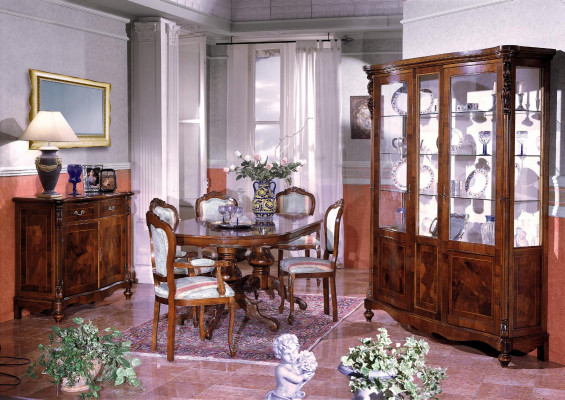 Set Ess Group Wood Chest of drawers Complete Dining table Chairs Dining room Furniture Italy  Ensemble Groupe Essence Commode en bois Table à dîner complète Chaises Mobilier de salle à manger Italie