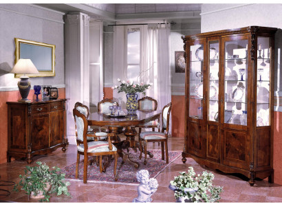 Set Ess Group Wood Chest of drawers Complete Dining table Chairs Dining room Furniture Italy  Ensemble Groupe Essence Commode en bois Table à dîner complète Chaises Mobilier de salle à manger Italie