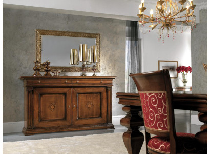 Commode en bois massif avec miroir Buffet Commodes Ensembles de meubles italiens 2 pièces.