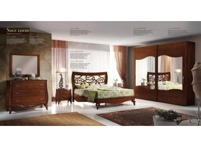 Chambre Lit Table de chevet Armoire Commode Miroir Suite Ensemble 6 pièces