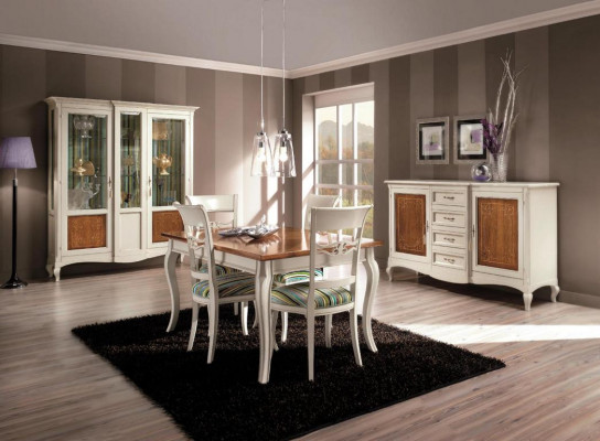 Salle à manger Ensemble Commode Chaises 4x Vitrine Groupe de salle à manger Vitrines 7 pièces.