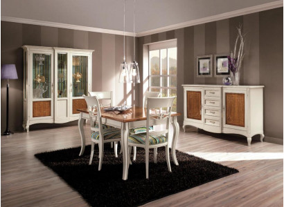 Salle à manger Ensemble Commode Chaises 4x Vitrine Groupe de salle à manger Vitrines 7 pièces.