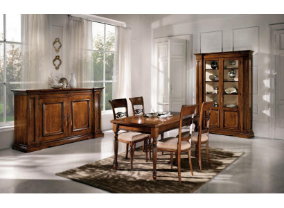 Salle à manger Ensemble Suite Chaises 4x Vitrine Groupe Jeu de salle à manger Vitrines 7 pièces. Commode