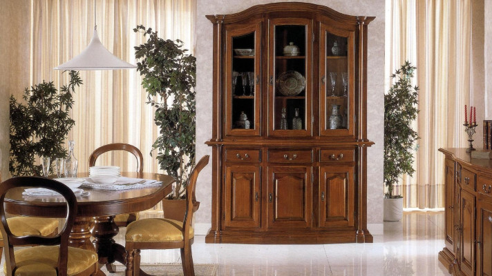 Vitrine en bois massif Meuble de salle de séjour Buffet Vitrines en bois massif Armoire en verre