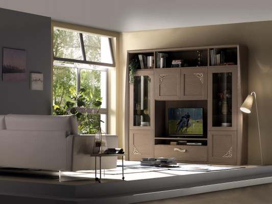 Unité murale Armoire Vitrine Bois Salle de séjour Meubles unités murales TV design vitrines