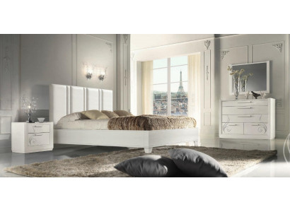 Chambre Lit Table de chevet Groupe Lits Lit de luxe Cadre en bois Design Ensemble 3 pièces