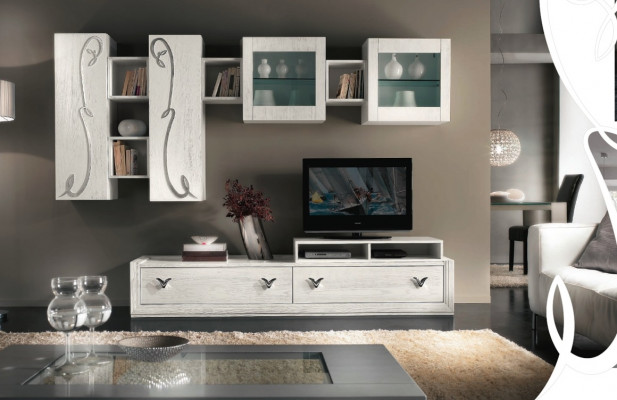 Ensemble mural Vitrine Meuble TV Buffet Armoire Murale TV moderne Bois Suite Set Mobilier