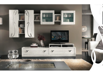 Ensemble mural Vitrine Meuble TV Buffet Armoire Murale TV moderne Bois Suite Set Mobilier