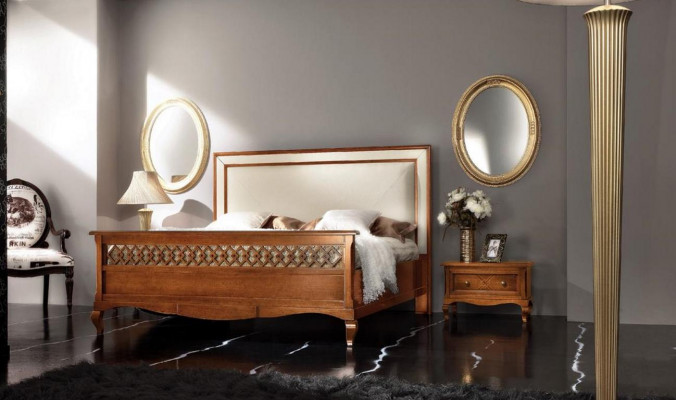 Ensemble de meubles de chambre à coucher, ensemble de meubles italien avec table de chevet en bois massif, 3 pièces
