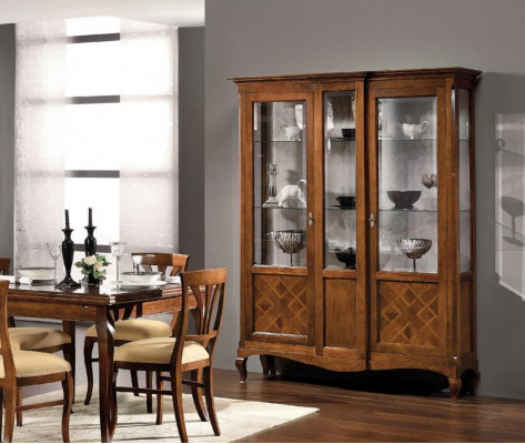 Vitrine Bois Meubles de Luxe Armoire Classique Buffet Armoire Italienne Marron