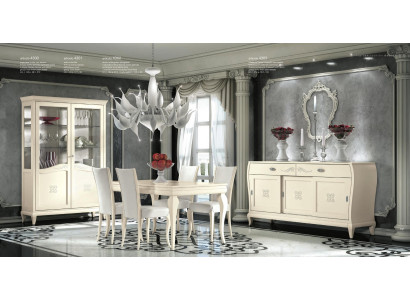 Salle à manger Table à manger Chaise Commode Vitrine Table Ess Groupe Bois Italie Ensemble 7 pièces