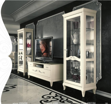 Salle de séjour Vitrine Meuble TV Vitrine télé Moderne Bois Mobilier Armoire Style Ensemble neuf 3 pièces.