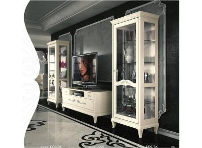 Salle de séjour Vitrine Meuble TV Vitrine télé Moderne Bois Mobilier Armoire Style Ensemble neuf 3 pièces.