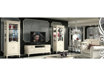 Ensemble de meuble TV de luxe pour le salon, vitrine moderne pour la salle d'exposition de meubles en bois de style armoire 3 pièces