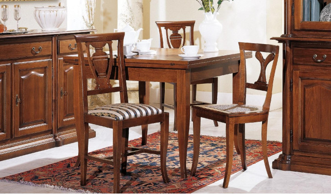 Ensemble de salle à manger Design Suite 6 pièces Meubles en bois 4 chaises Table Vitrine Groupe neuf