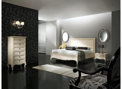 Meubles de chambre italiens Lit Table de chevet Lits en bois massif Ensemble de 4 pièces.