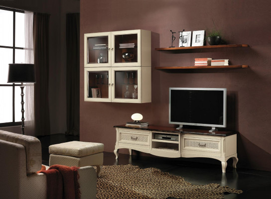 Ensemble de meubles mural 7 pièces. Meuble TV de salon Vitrine Étagère Suite moderne en bois groupe neuf