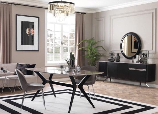 Ensemble de salle à manger Ess Table 4x chaises Set Suite Tapisserie Designer 5 pièces