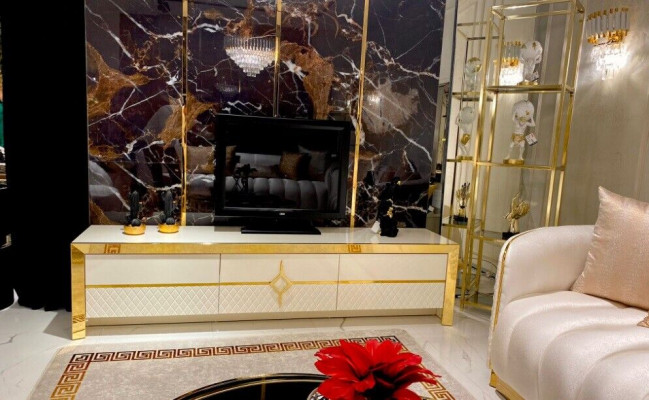 Salle de séjour Armoire télé en bois Hôtel Mobilier de luxe Buffet TV Meuble TV bas xxl Armoire design