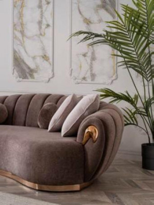 Ensemble de canapé de salon de luxe 3+3+1 siège demi-rond avec table 4 pièces.