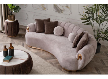 Canapé de luxe Grand canapé Canapés ronds Canapés xxl Canapés Sièges Meubles Tissu 263cm Gris
