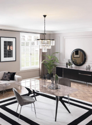 Salon Buffet Miroir Buffet Bois avec style Métal noir