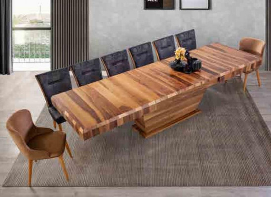 Ensemble de table + 6 chaises, Suite rembourrée, Ensemble de salle à manger en bois design neuf de 7 pièces.