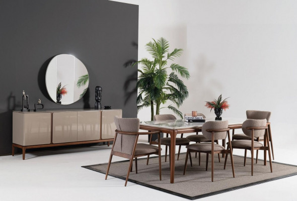 Meuble d'appoint de salon Miroir Buffet en bois avec style métal noir Commode