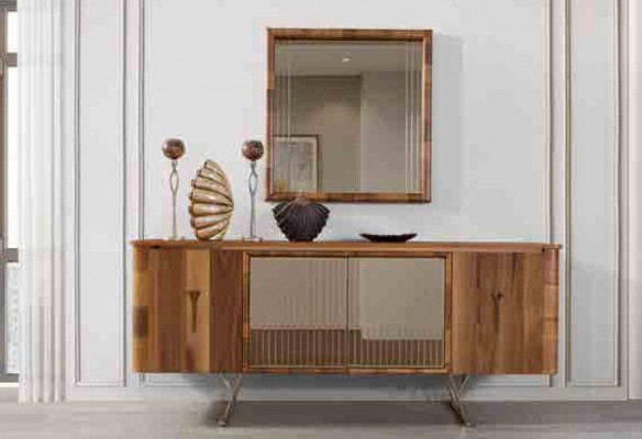 Buffets Armoire en bois Meubles Commodes Marron nouveau Buffet avec miroir Buffet