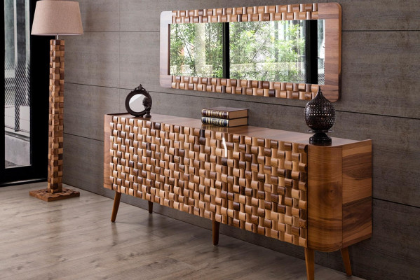 Commode ensemble de meubles de style italien Commode en bois Miroir Buffet Armoire Ensemble de 2