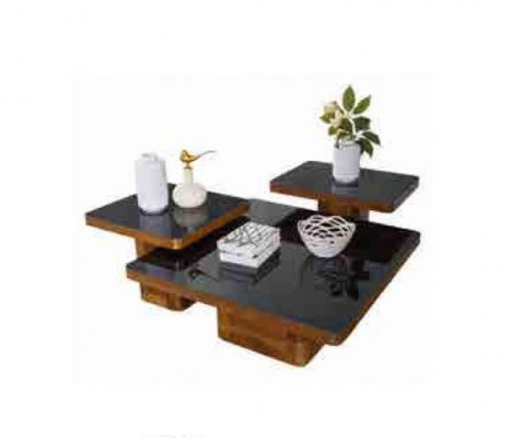 Salle de séjour Ensemble de table en bois Table basse Table Mobilier Bois Verre Ensemble Tables basses