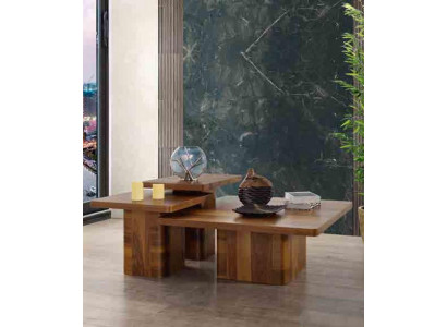 Ensemble de table basse en bois 3 pièces. Ensembles de tables de salon Canapé en bois Tables Meubles