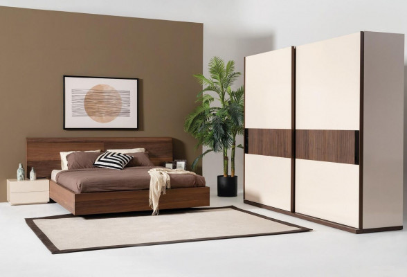 Chambre de luxe Lit Double Lits Design Meubles 180x200 cm marron Hôtel