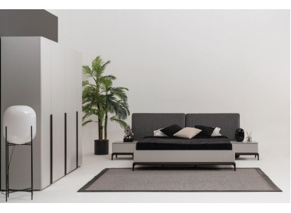 Lit Rembourrage Design Luxe Lits Doubles d'Hôtel Meubles en Bois Gris Clair Loft