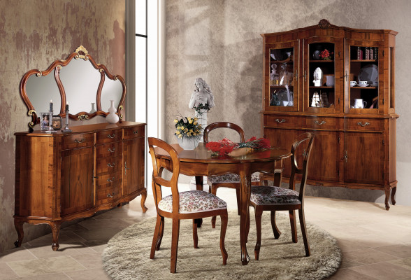 Table ronde Salle à manger Table Extensible Tables de luxe en bois Mobilier italien