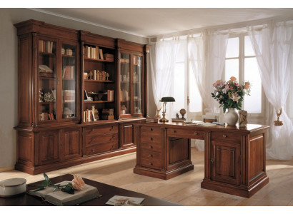 Mobilier de bureau Bureau en bois massif Étagère de bibliothèque Tablette Armoire 2 pièces
