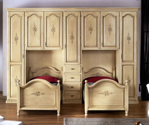Garde-robe classique avec lits Mobilier d'hôtel Ensemble lit armoire Meubles