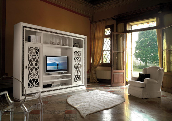 Armoire Vitrine Bois Salon Mobilier Unités Murales TV Design Moderne Unité Murale