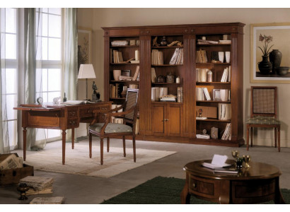 Bureau et chaise en bois avec accoudoirs Étagère de livres Mobilier de bureau Design 3 pièces