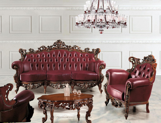 Meubles de luxe Ensemble de canapés Canapé Rembourrage de canapé 3 + 1 places Table basse Bois 3 pièces.