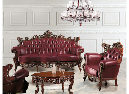 Meubles de luxe Ensemble de canapés Canapé Rembourrage de canapé 3 + 1 places Table basse Bois 3 pièces.