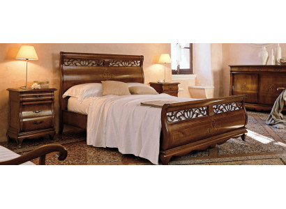 Lit double 2 Tables de chevet Bois massif Mobilier de chambre en bois massif Ensemble neuf