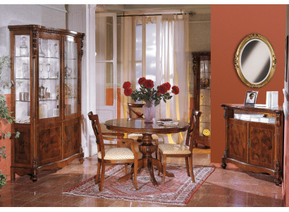 Ensemble de salle à manger de luxe en bois 6 pièces, commode, 3 chaises, table, vitrine, neuf.