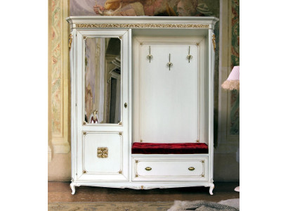 Porte-manteau en bois massif Vestiaire Manteau Miroir d'entrée Italien