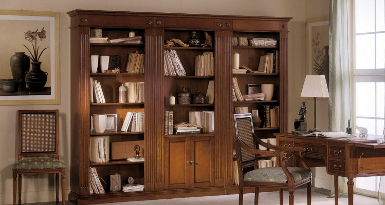 Étagère Salon Armoire Bibliothèque Bois Armoire de bureau Armoires Vitrine Italie