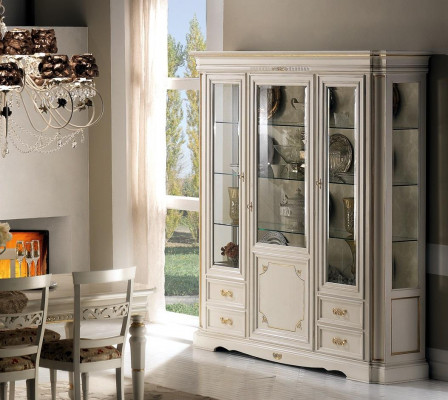 Vitrine Mobilier de salon Buffet en bois massif Vitrines en bois Armoire en verre Bois véritable