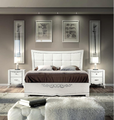 Suite Set 3pcs Chambre lit Table de chevet Double Bois Moderne Groupe Lits