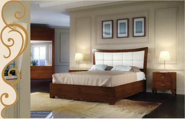 Ensemble de 3 pièces de chambre à coucher Lit Table de chevet Groupe de lits Mobilier en bois